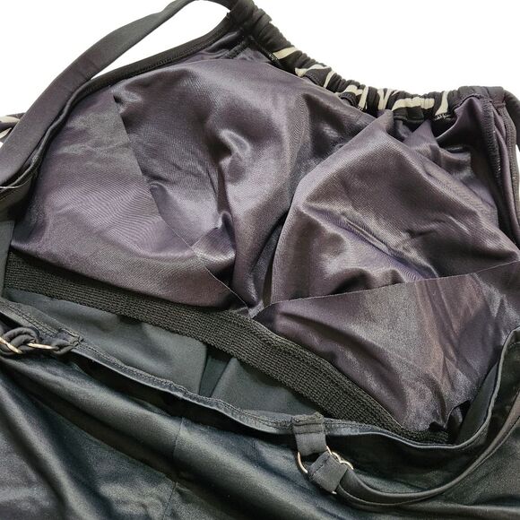 Trimshaper Hard to Be Leaf Black White Ruched Neck One Piece Swimsuit Size 20W - Picture 5 of 10